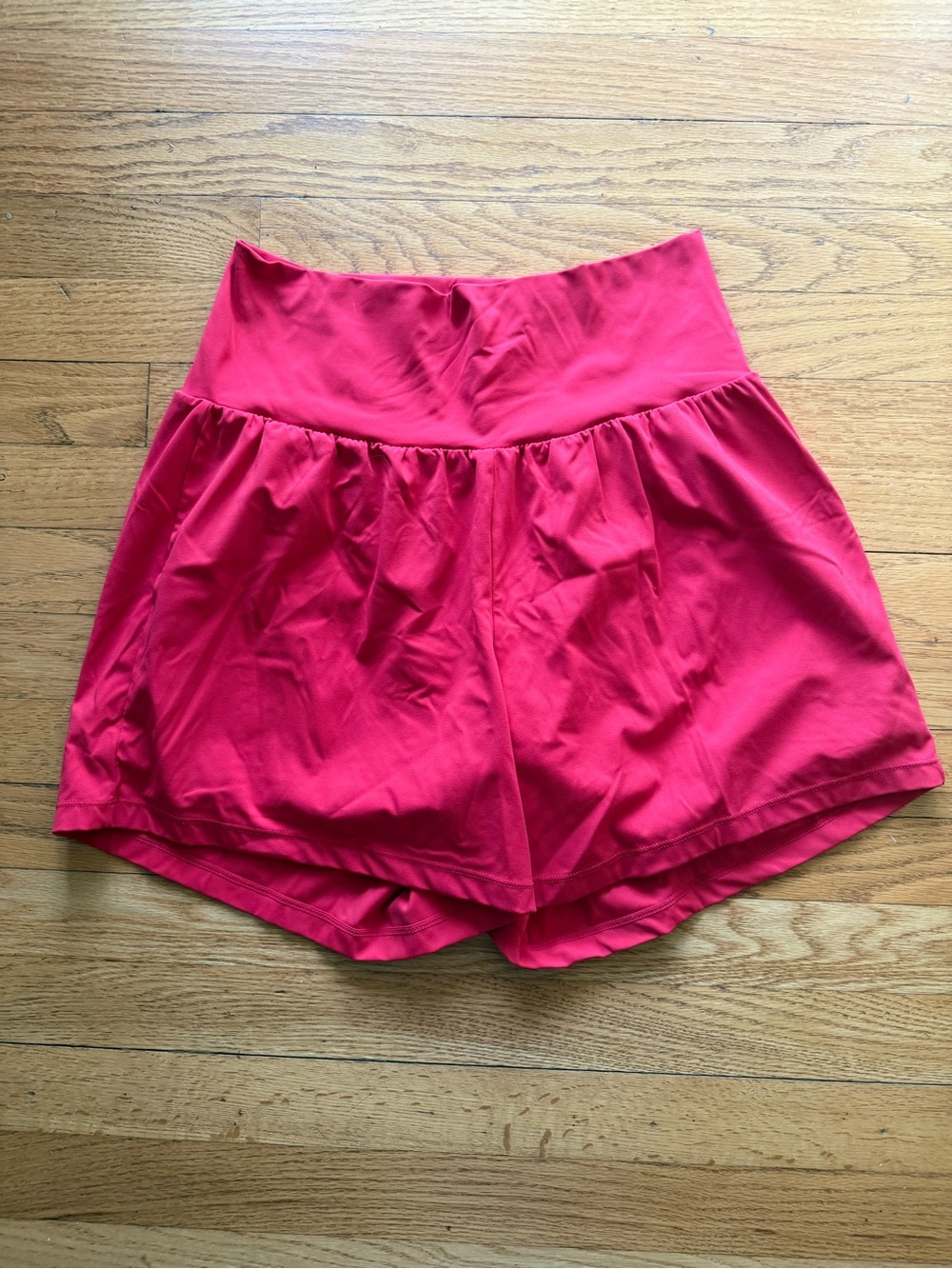 High-Waist Red Halara Women’s Athletic Shorts 5”